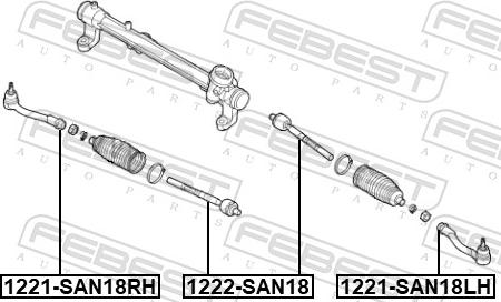 Febest 1222-SAN18 - Осьовий шарнір, рульова тяга autocars.com.ua