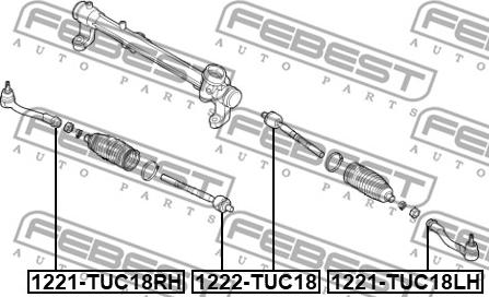 Febest 1221-TUC18LH - Наконечник рульової тяги, кульовий шарнір autocars.com.ua