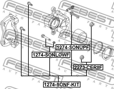 Febest 1274-SONF-KIT - втулка напрямна супорта гальмівного переднього комплект autocars.com.ua