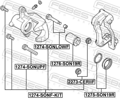 Febest 1276-SON19R - Поршень, корпус скоби гальма autocars.com.ua