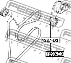 Febest 1287-D3 - Паразитний / провідний ролик, поліклиновий ремінь autocars.com.ua