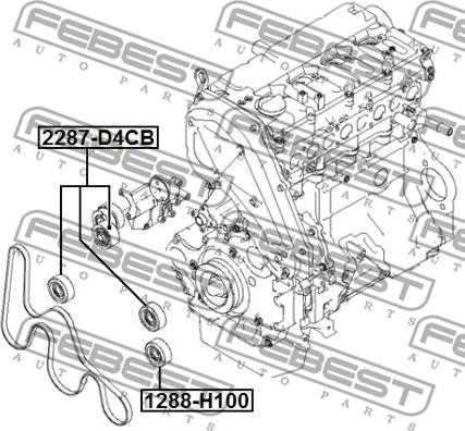 Febest 1288-H100 - Направляющий ролик, поликлиновый ремень avtokuzovplus.com.ua