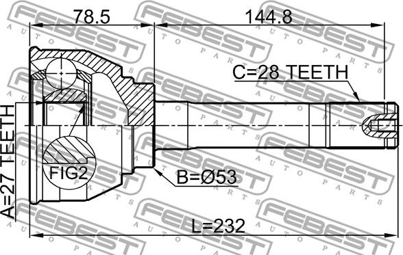 Febest 1410-KOR - Шарнірний комплект, ШРУС, приводний вал autocars.com.ua