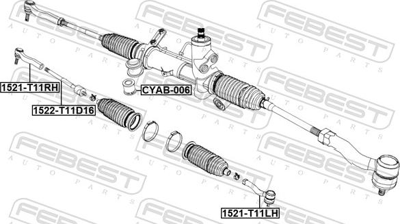 Febest 1522-T11D16 - Осьовий шарнір, рульова тяга autocars.com.ua