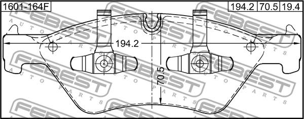 Febest 1601-164F - Гальмівні колодки, дискові гальма autocars.com.ua