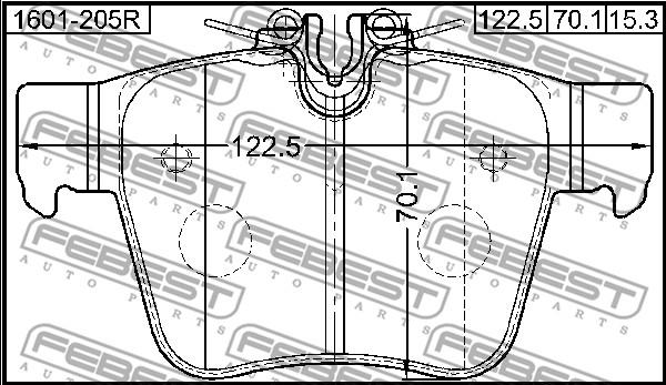 Febest 1601-205R - Тормозные колодки, дисковые, комплект avtokuzovplus.com.ua