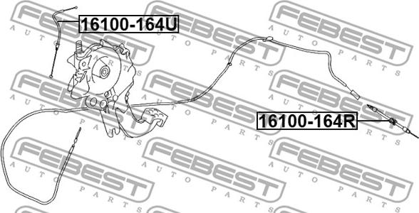 Febest 16100-164R - Тросик, cтояночный тормоз avtokuzovplus.com.ua