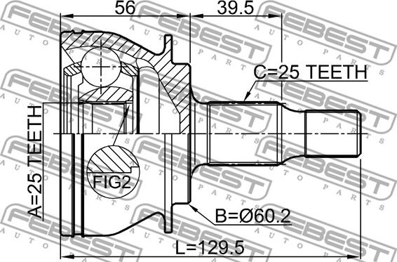 Febest 1610-169 - Шарнирный комплект, ШРУС, приводной вал autodnr.net