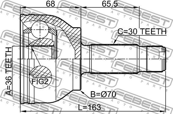 Febest 1610-W639R - Шарнірний комплект, ШРУС, приводний вал autocars.com.ua