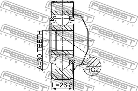 Febest 1611-164SHA - Шарнір, поздовжній вал autocars.com.ua