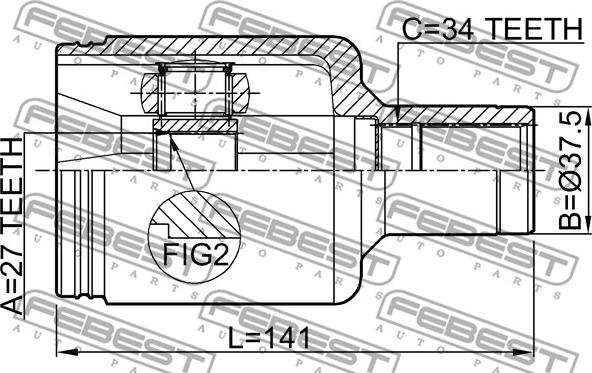 Febest 1611-220LH - Шарнірний комплект, ШРУС, приводний вал autocars.com.ua