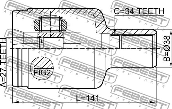 Febest 1611-221FLH - Шарнирный комплект, ШРУС, приводной вал avtokuzovplus.com.ua