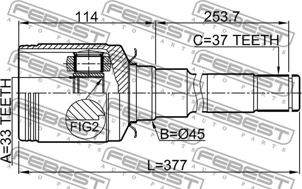 Febest 1611-251RH - Шарнірний комплект, ШРУС, приводний вал autocars.com.ua