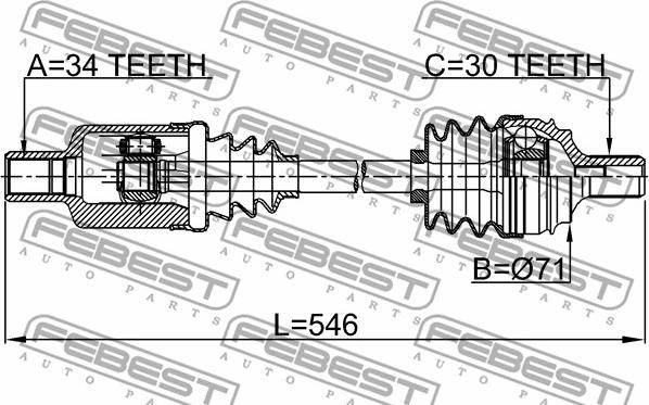 Febest 1614-221FLH - Приводной вал avtokuzovplus.com.ua