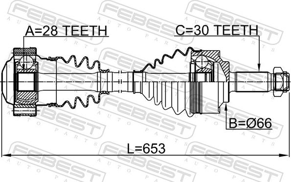 Febest 1614-639646 - Приводний вал autocars.com.ua