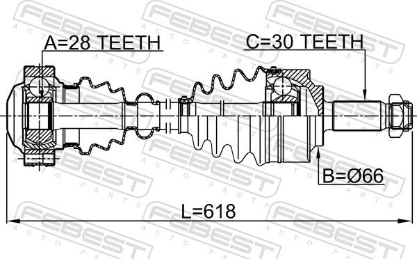 Febest 1614-639 - Приводний вал autocars.com.ua