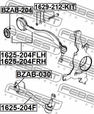 Febest 1625-204F - Важіль підвіски тяга autocars.com.ua