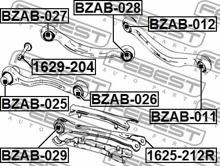 Febest BZAB-029 - Сайлентблок, рычаг подвески колеса autodnr.net