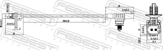 Febest 16606-004 - Датчик ABS, частота вращения колеса avtokuzovplus.com.ua