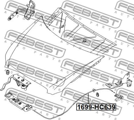 Febest 1699-HC639 - Тросик замка капота autocars.com.ua