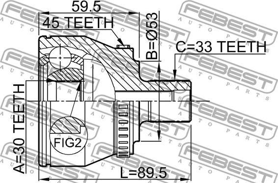 Febest 1710-004A45 - ШРУС autocars.com.ua