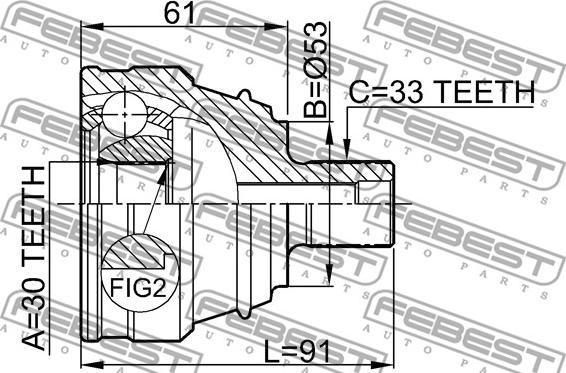 Febest 1710-004 - Шарнирный комплект, ШРУС, приводной вал avtokuzovplus.com.ua