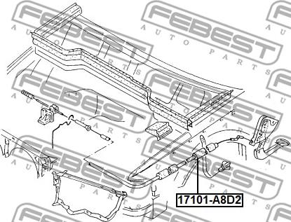 Febest 17101-A8D2 - Тросик замка капота autocars.com.ua