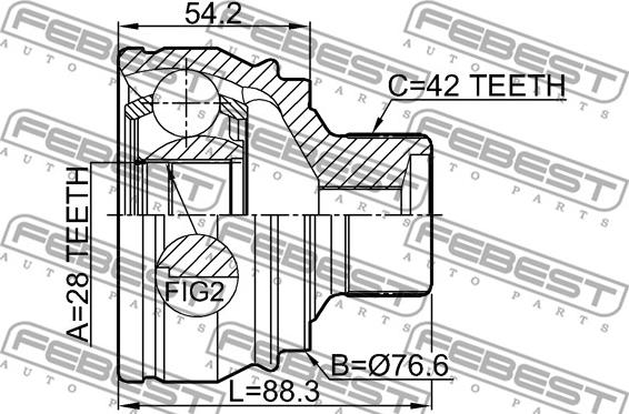 Febest 1710-A7 - Шарнирный комплект, ШРУС, приводной вал avtokuzovplus.com.ua