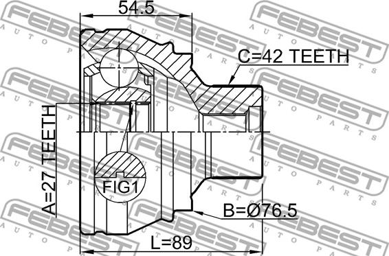 Febest 1710-Q5 - Шарнірний комплект, ШРУС, приводний вал autocars.com.ua