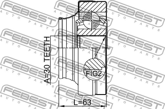 Febest 1711-Q7 - Шарнірний комплект, ШРУС, приводний вал autocars.com.ua