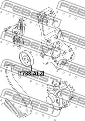 Febest 1788-ALZ - Направляющий ролик, поликлиновый ремень avtokuzovplus.com.ua