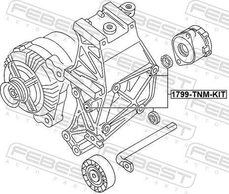 Febest 1799-TNM-KIT - Ремонтний комплект, важіль натяжки поліклинового ременя autocars.com.ua