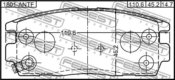 Febest 1801-ANTF - Тормозные колодки, дисковые, комплект autodnr.net