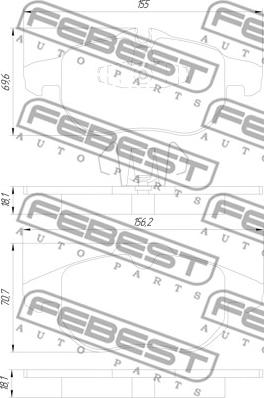 Febest 1801-ZAFBF - Тормозные колодки, дисковые, комплект autodnr.net