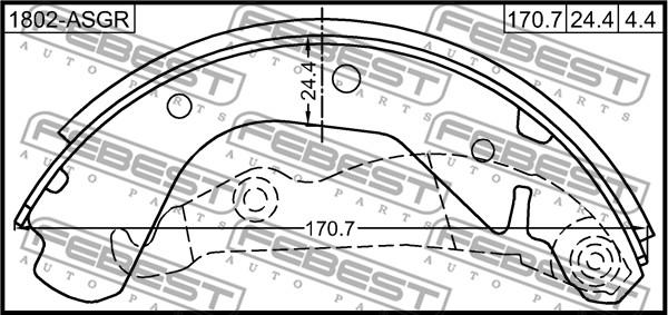 Febest 1802-ASGR - Гальмівні колодки autocars.com.ua