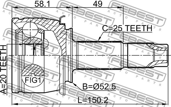 Febest 1810-MOKR - Шарнірний комплект, ШРУС, приводний вал autocars.com.ua