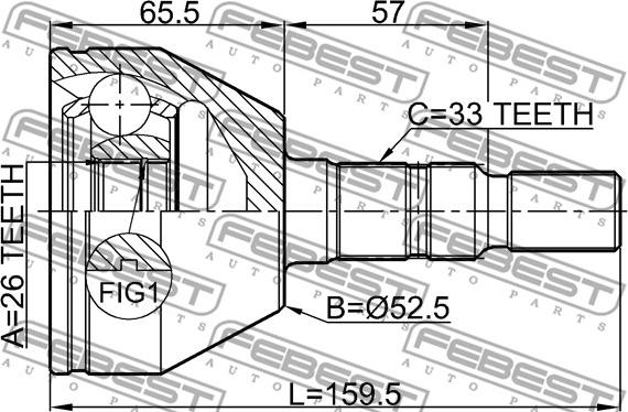 Febest 1810-Z20 - Шарнірний комплект, ШРУС, приводний вал autocars.com.ua