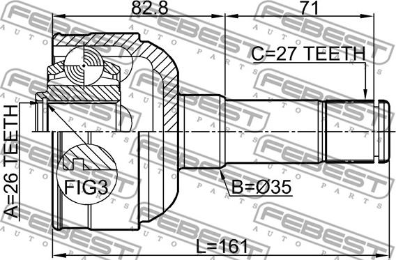 Febest 1811-A20DRH - Шарнірний комплект, ШРУС, приводний вал autocars.com.ua