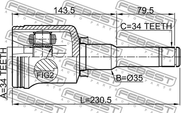 Febest 1811-ANTLH - Шарнирный комплект, ШРУС, приводной вал autodnr.net