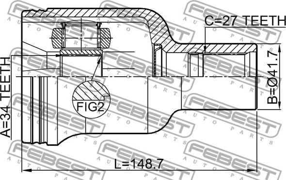 Febest 1811-ANTRH - Шарнірний комплект, ШРУС, приводний вал autocars.com.ua