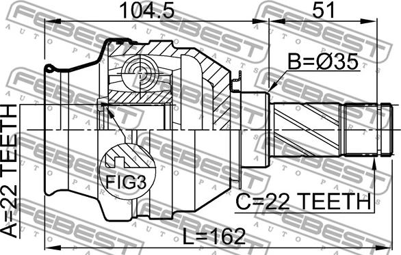 Febest 1811-ZAF - Шарнірний комплект, ШРУС, приводний вал autocars.com.ua