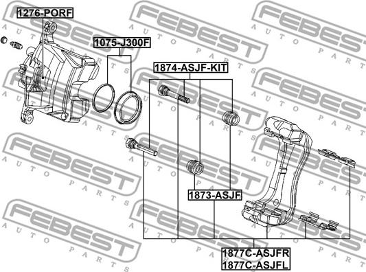 Febest 1877C-ASJFR - Комплект підтримки корпусу скоби гальма autocars.com.ua