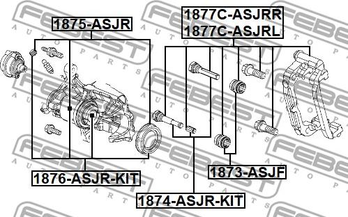 Febest 1877C-ASJRL - Комплект підтримки корпусу скоби гальма autocars.com.ua