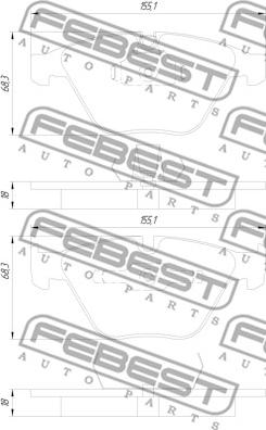 Febest 1901-E90F - Гальмівні колодки, дискові гальма autocars.com.ua