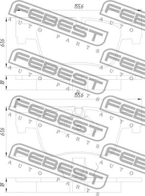 Febest 1901-F21F - Тормозные колодки, дисковые, комплект avtokuzovplus.com.ua