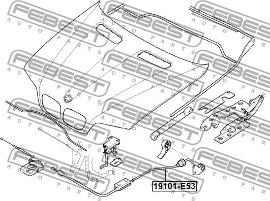 Febest 19101-E53 - Тросик замка капота avtokuzovplus.com.ua