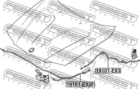 Febest 19101-E83F - Тросик замка капота avtokuzovplus.com.ua