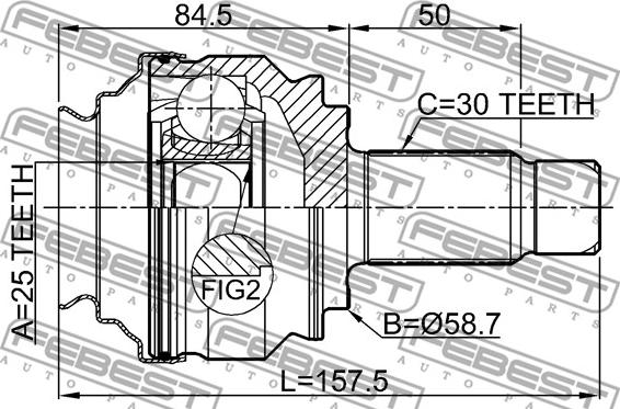 Febest 1910-E90R - Шарнирный комплект, ШРУС, приводной вал avtokuzovplus.com.ua