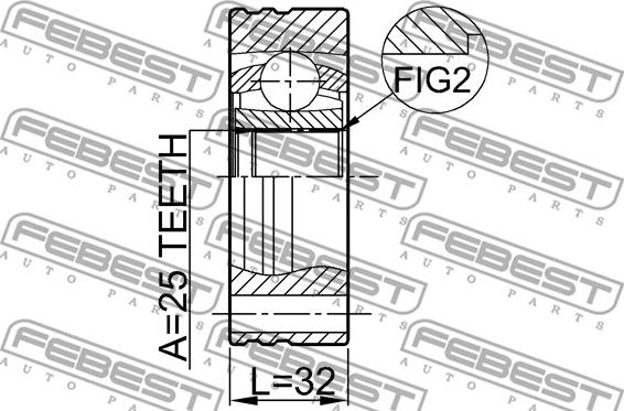 Febest 1911-E34 - Шарнірний комплект, ШРУС, приводний вал autocars.com.ua