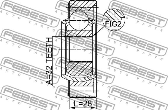 Febest 1911-E46SHA - Шарнір, поздовжній вал autocars.com.ua